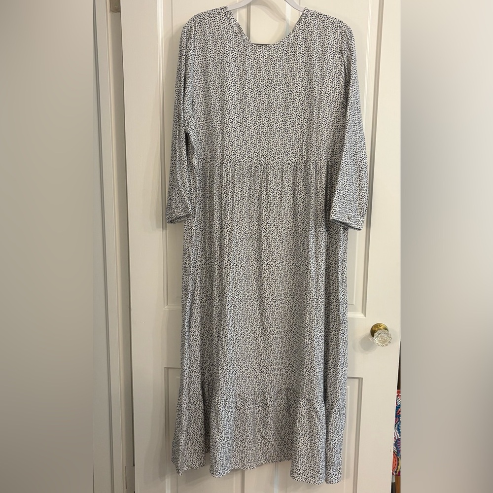Loft Black and White Patterned Dress